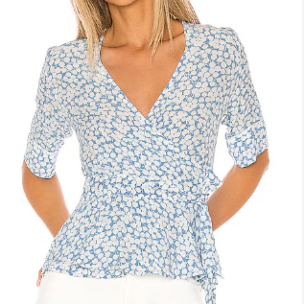 Faithfull the Brand Zella Wrap Top - Rivera Blue